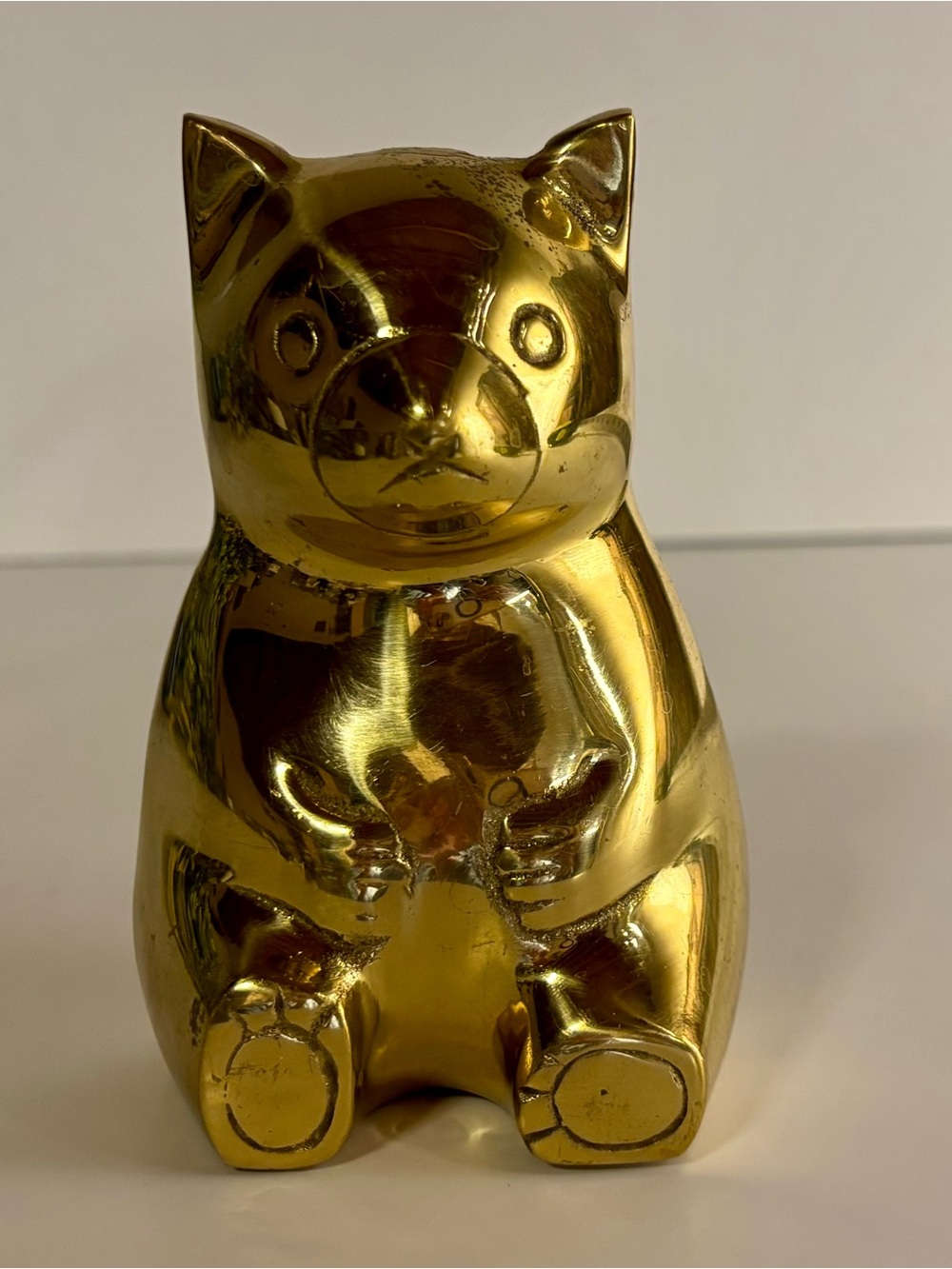 Vintage Solid Brass Teddy Bear Piggy Bank Boho Chic Nursery Decor